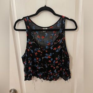 Free People Black Floral Tank Top